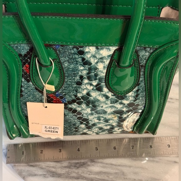 Dasein Women’s Fashion Handbag Patent Leather Snakeskin Hunter Green XL026371 - Picture 14 of 16
